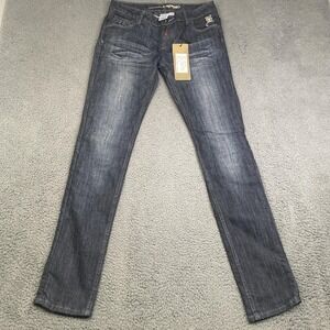 Ed Hardy Jeans Womens 28 Medium Wash Skinny Stretch Beautiful Ghost EDIVEP02